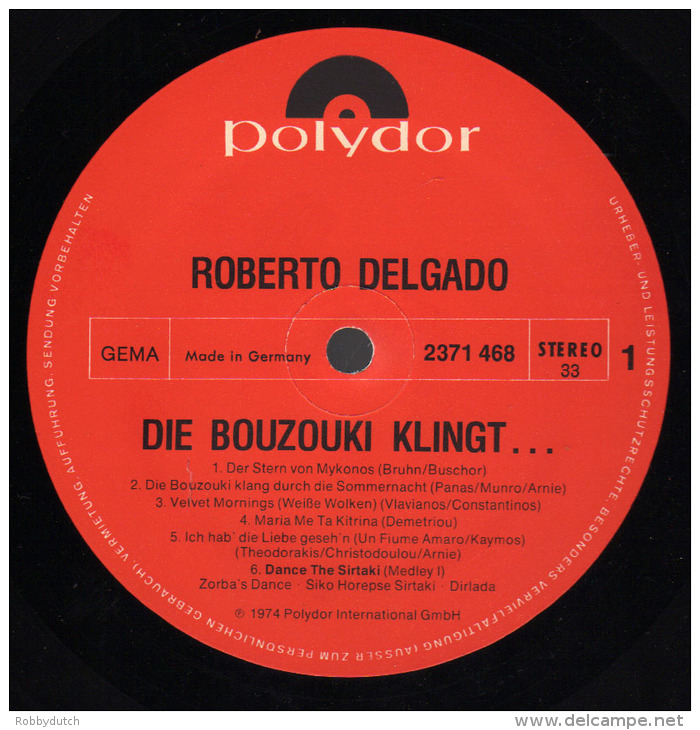 * LP *  ROBERTO DELGADO - DIE BOUZOUKI KLINGT...(Germany 1974 EX!!!) - Instrumentaal