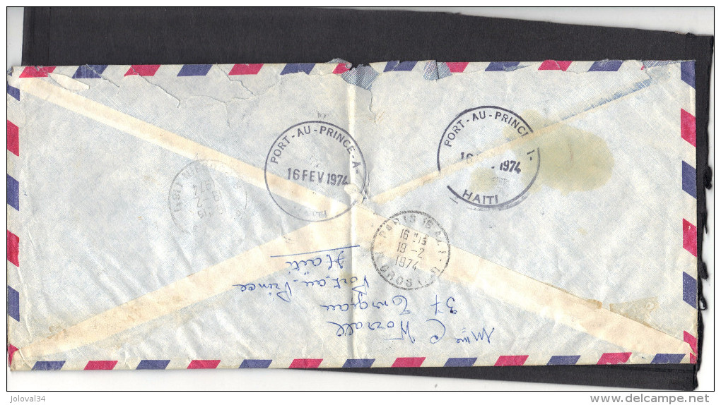 HAITI - Lettre Recommandée Avion N° 2144A Port Au Prince Pour  Paris  16/2/1974 - Haïti