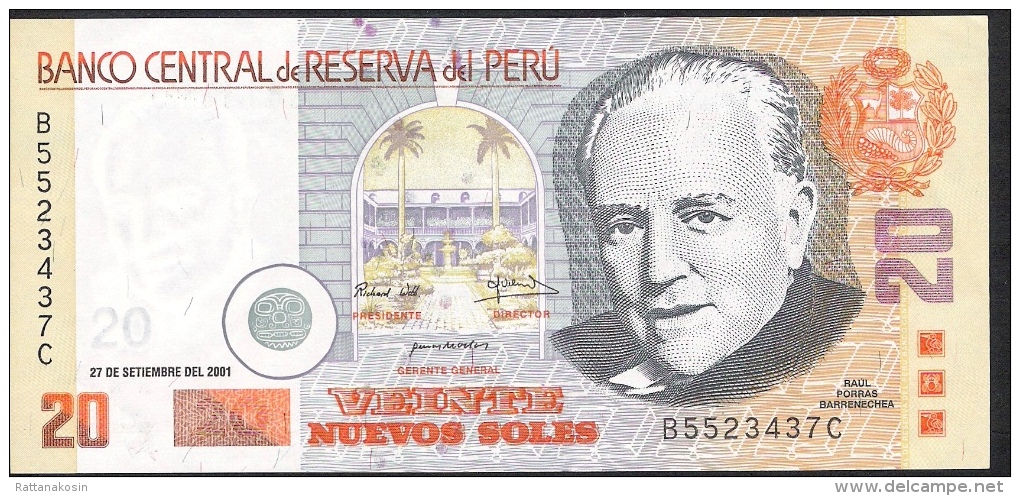 PERU  P176a  20   NUEVOS SOLES 27.9.2001  AU-UNC - Peru