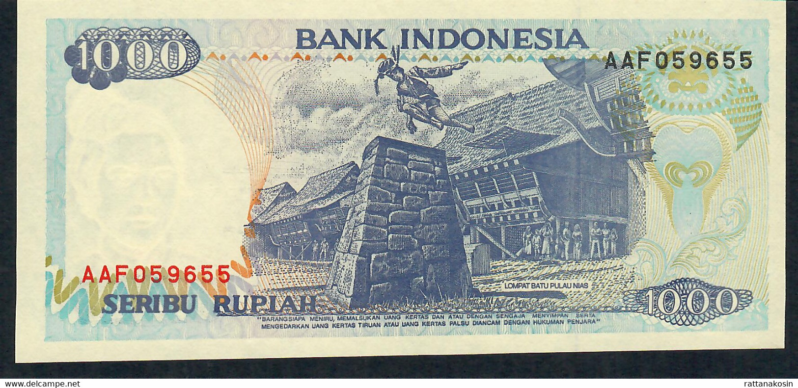 INDONESIA P129a 1000 RUPIAH 1992 Early Prefix #AAF ORIGINAL FIRST DATE MICROPRINTED 1992 UNC. - Indonésie