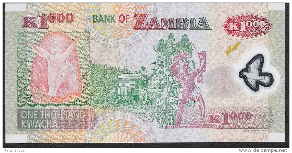 ZAMBIA  P44h  1000  KWACHA  2011  #EQ/03      UNC. - Zambie