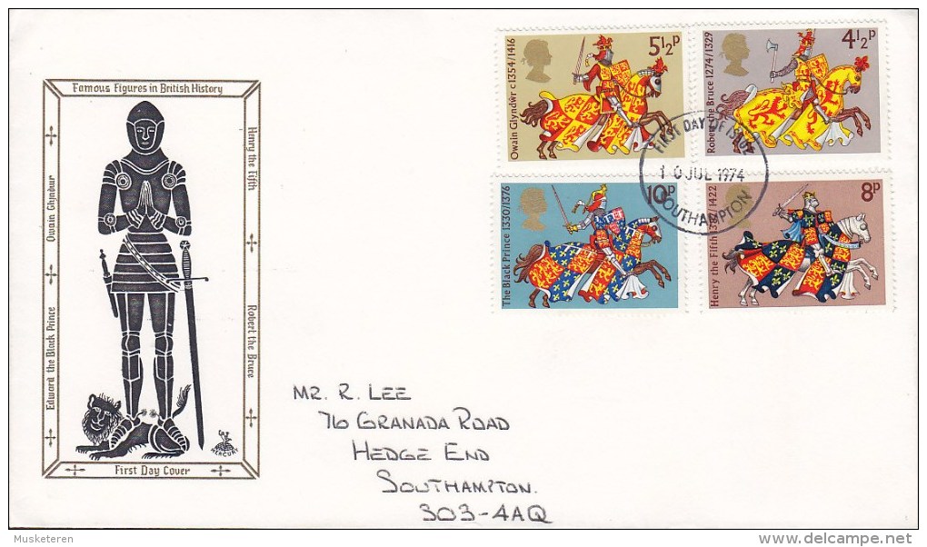 Great Britain Ersttags Brief FDC Cover 1968 Famous Figures In British Istory Knights Ritter Complete Set ! - 1971-1980 Dezimalausgaben