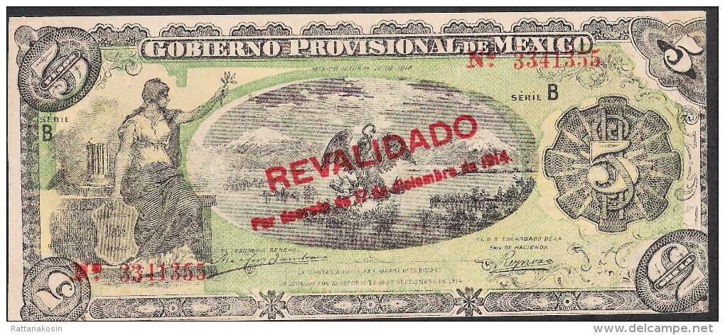 MEXICO   PS702A   5    PESOS    1914     UNC. ! - Mexique