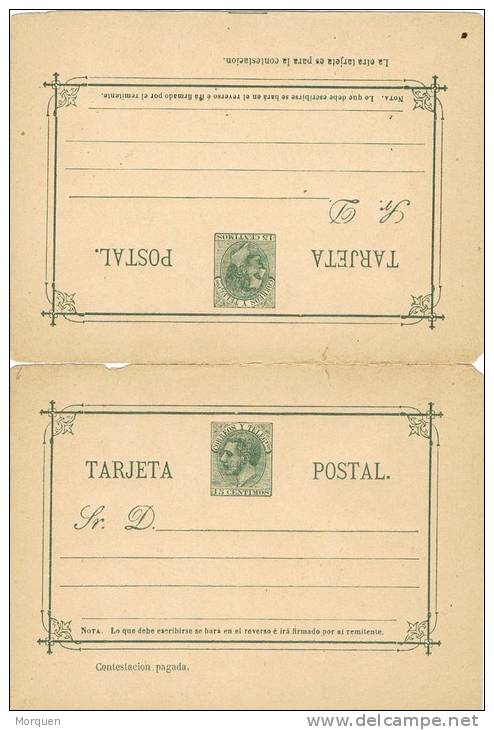 3353. Entero Postal Ida Y Vuelta Alfonso XII 1882. Num Edifil 12 * - 1850-1931