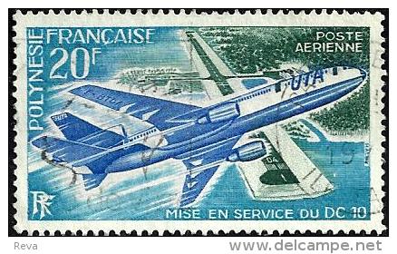 POLYNESIE FRANCAISE AIRPLANE DC-10 NEW SERVICE 20 FR STAMP ISSUED 1972 SG168 USED READ DESCRIPTION !! - Oblitérés