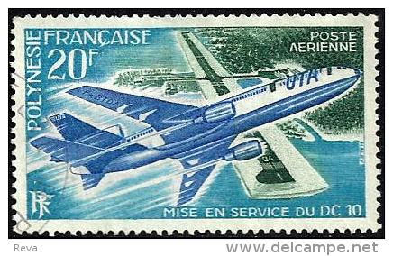 POLYNESIE FRANCAISE AIRPLANE DC-10 NEW SERVICE 20 FR STAMP ISSUED 1972 SG168 USEDNH READ DESCRIPTION !! - Oblitérés