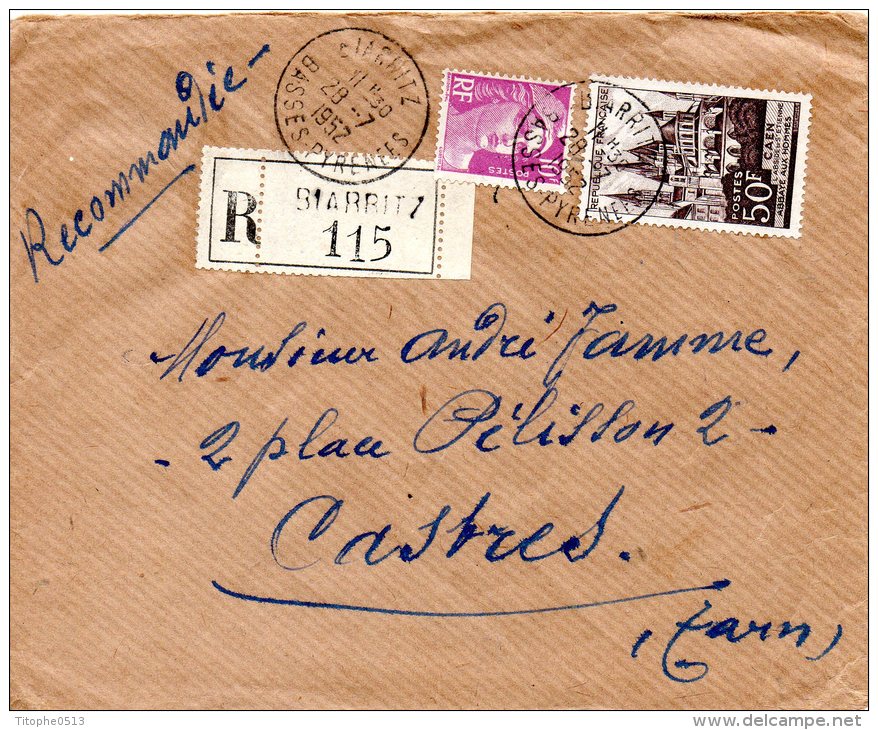FRANCE. N°917 De 1951 Enveloppe Ayant Circulé. Abbaye De Caen. - Abadías Y Monasterios