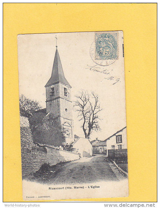 CPA -  RIZAUCOURT  - L'église - éditeur Francard Juzennecourt - Autres & Non Classés