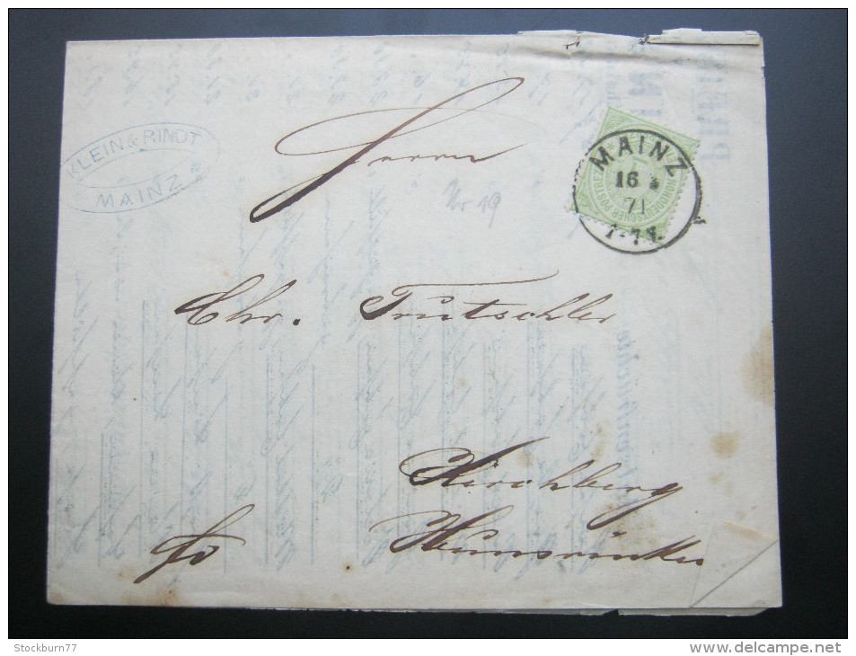 1871, 1 Kreuzer Auf Drucksache  MAINZ - Storia Postale