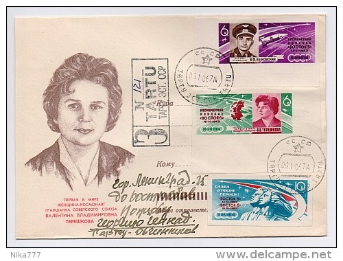 MAIL Post Cover Used USSR RUSSIA Set Stamp Not Dent Space Sputnik Rocket Cosmonaut Woman TERESHKOVA - Covers & Documents