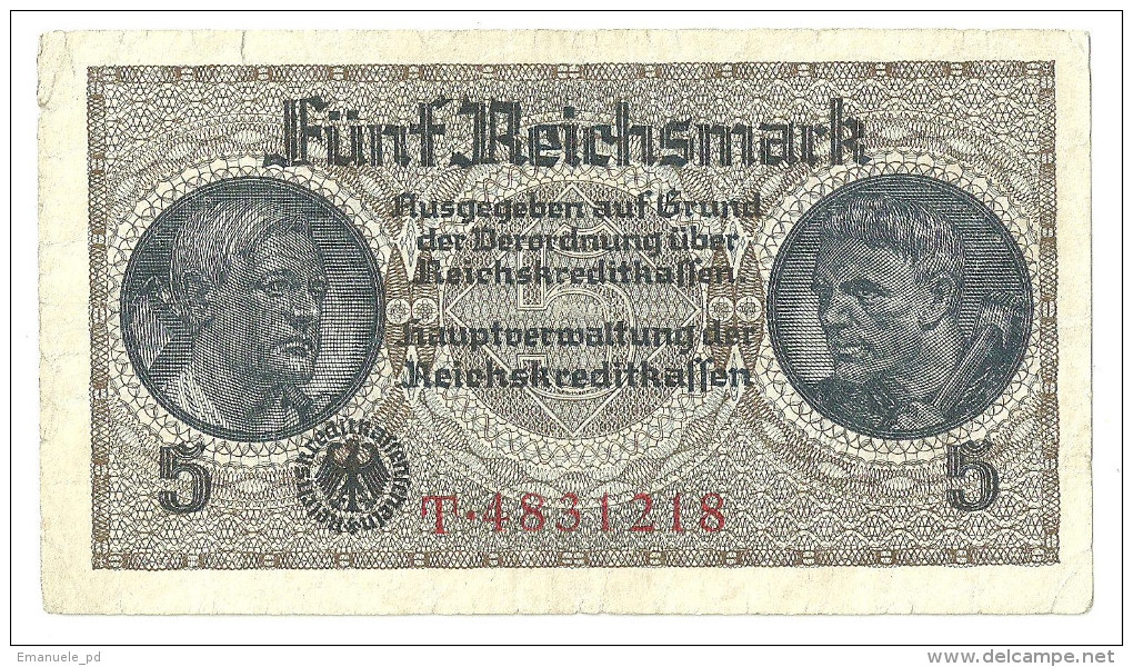 German Occupation Of Europe 5 Reichsmark 1943 - 2° Guerra Mondiale
