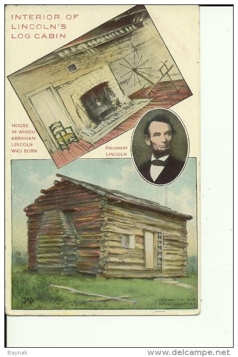 USA17   --   INTERIOR OF LINCOLN `S  LOG CABIN  ---  HOUSE IN WHICH ABRAHAM LINCOLN WAS BORN - Presidenten