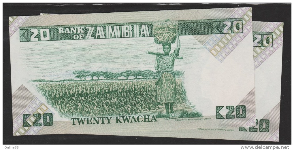 ZAMBIA 20 Kwacha (1980-88)  # 46/E 913703  P# 27e - Zambie