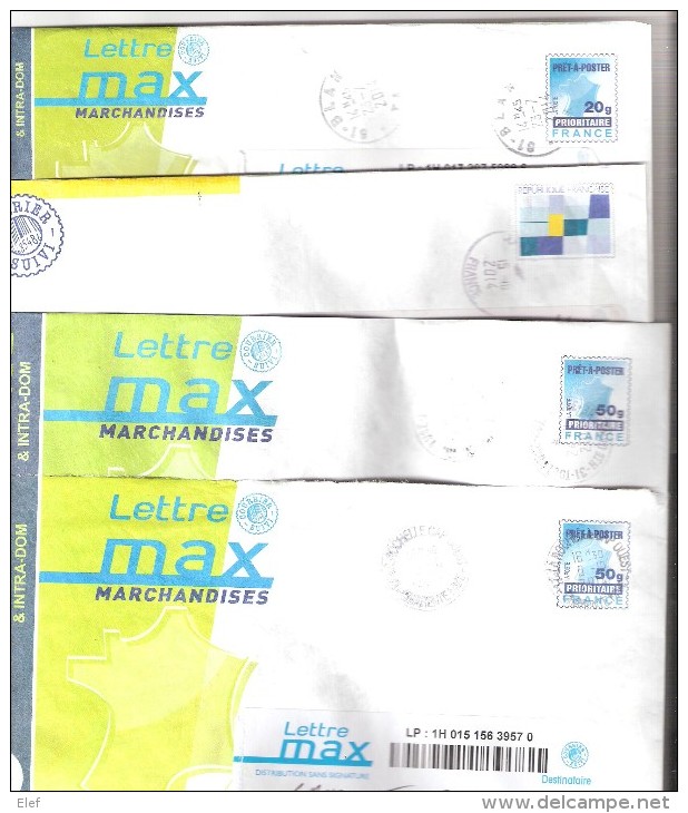 France, Lot De 10 Entiers Lettre PAP Suivie, MAX ,Distingo, Verte , Prioritaire ,20g / 50 G ,différentes , Obl TB - Lots Et Collections : Entiers Et PAP