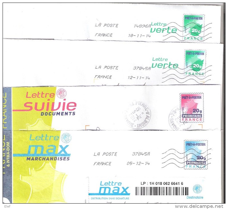 France, Lot De 10 Entiers Lettre PAP Suivie, MAX , Verte , Prioritaire ,20g   , Obl TB - Lots Et Collections : Entiers Et PAP