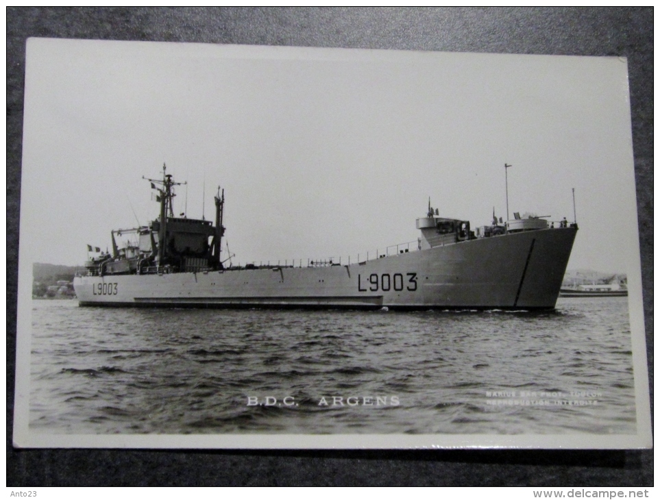 Militaria, Bateau , Navire De Guerre ,  B.D.C. ARGENS L9003  ,  Marius Bar Toulon, Marine National , - Bateaux