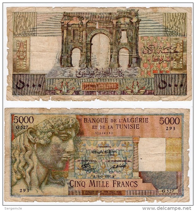 3 Billets 10 NF 1959-1960 Et 1961  Et Un  Billet De 5000 Francs BANQUE DE L´ALGERIE 1950 - Algérie