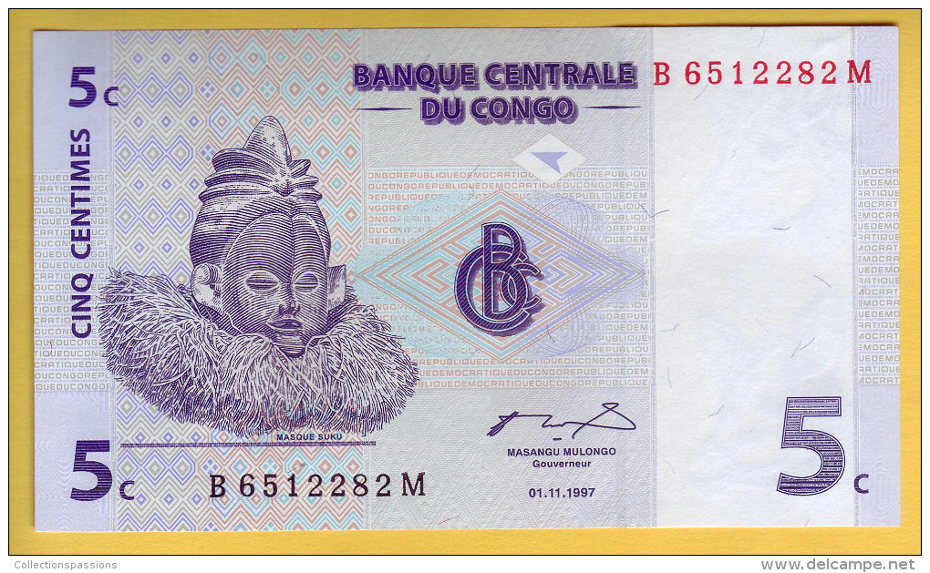 CONGO - Lot De 4 Billets 1, 5,10, Et 20 Centimes. 1997. NEUF - Democratic Republic Of The Congo & Zaire