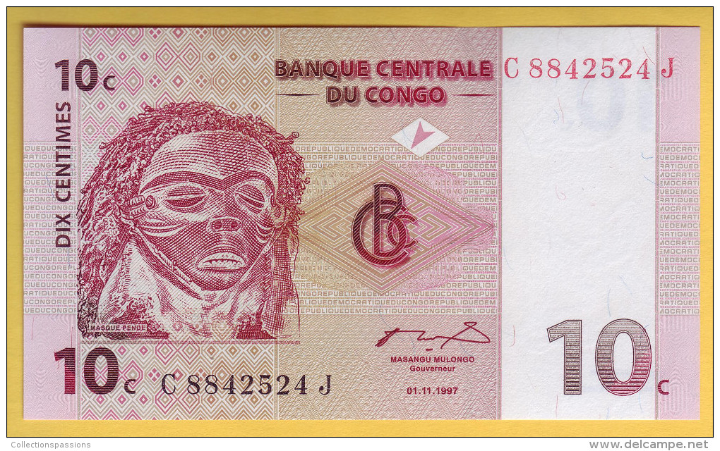 CONGO - Lot De 4 Billets 1, 5,10, Et 20 Centimes. 1997. NEUF - República Democrática Del Congo & Zaire