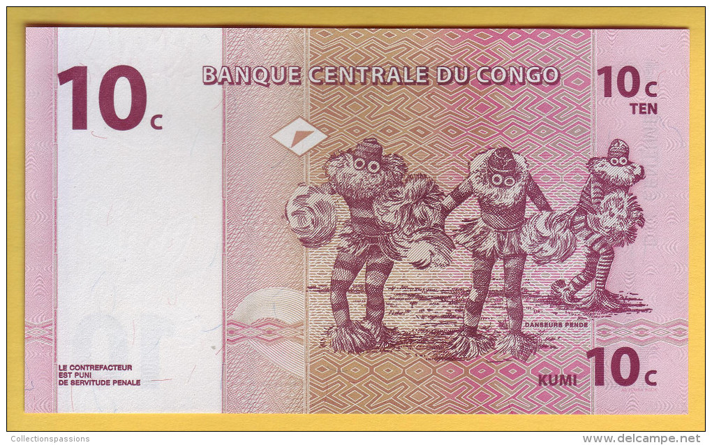 CONGO - Lot de 4 billets 1, 5,10, et 20 centimes. 1997. NEUF