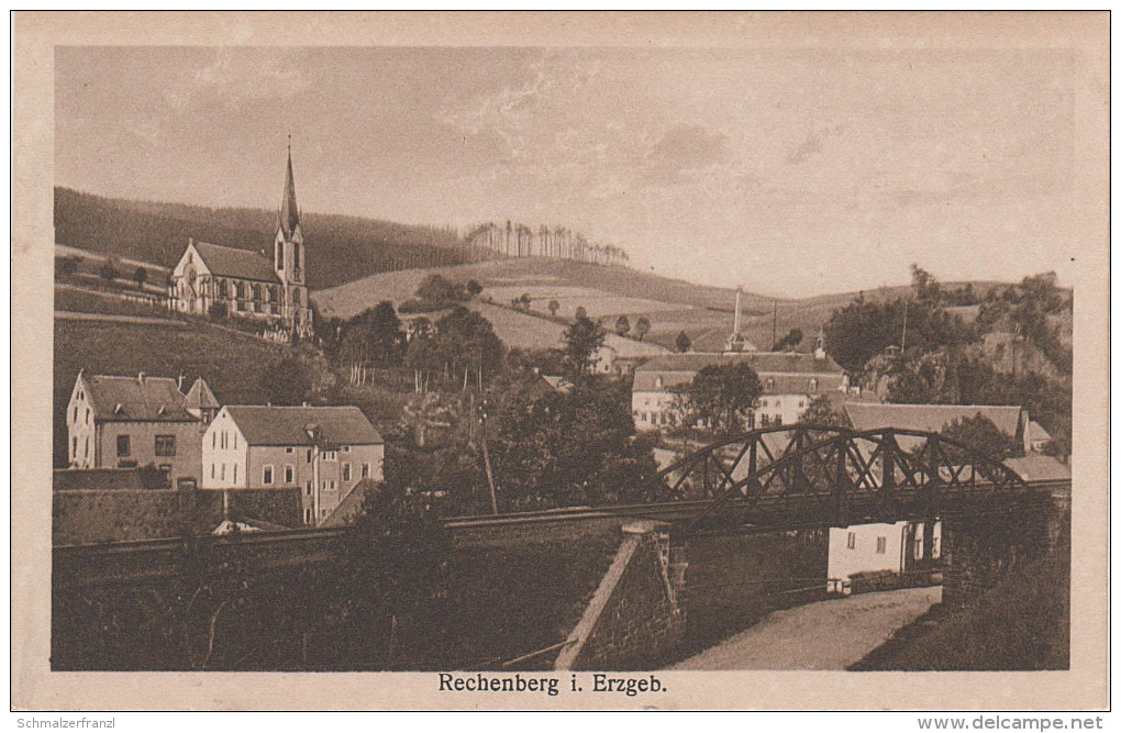 AK Erzgebirge Rechenberg Bienenmühle Eisenbahn Brücke Strecke Kirche Bei Clausnitz Friedebach Nassau Sayda Holzhau Mulda - Rechenberg-Bienenmühle