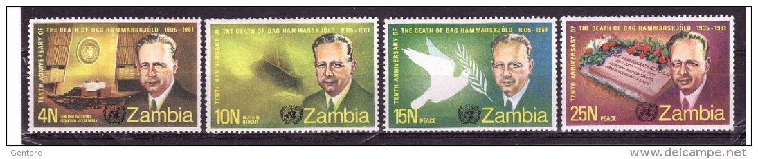 ZAMBIA  1971 Dag Hammarskjold Cpl Set Of 4 Yvert Cat. N° 70/73  Absolutely Perfect MNH ** - Zambia (1965-...)