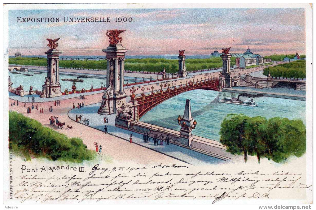 Litho Exposition Universelle 1900 - Pont Alexandre III, Karte Gel.m.Österr.Frankierung Stempel Graz 1900 - Ausstellungen