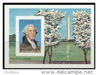 BHUTAN 1982 Washington Obelisc New York 25nu IMPERF.sheetlet   [non Dentelé,Geschnitten,no Dentado] - George Washington