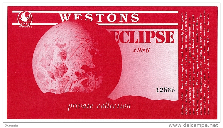 Rare Luna Eclipse Mint Wine Label Numbered. - Autres & Non Classés