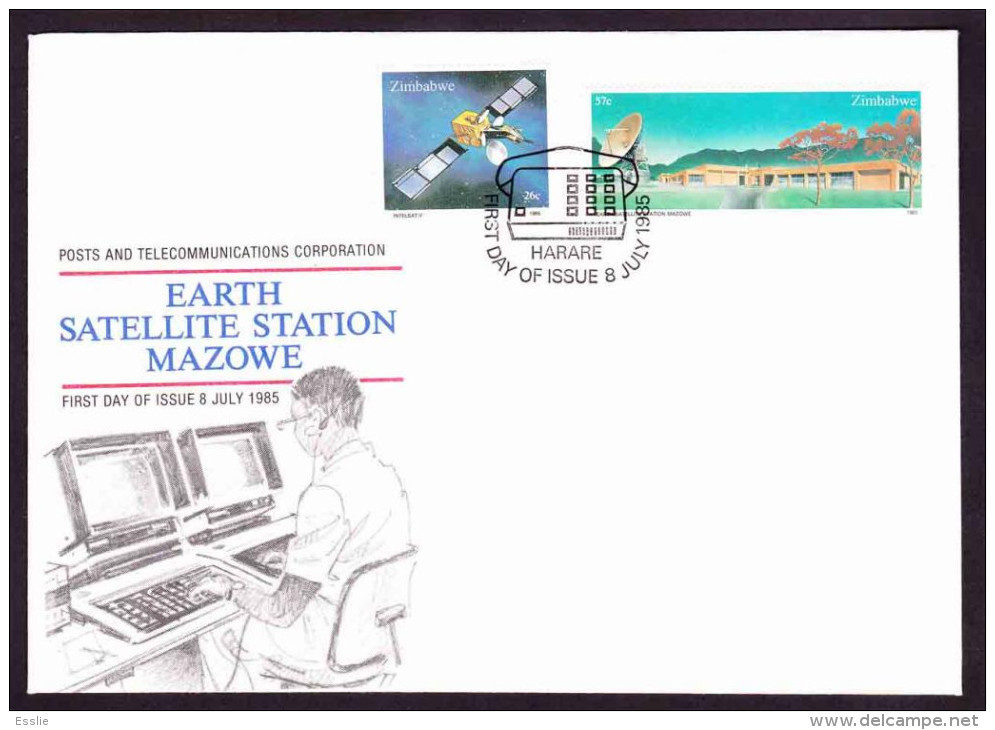 Zimbabwe - 1985 - Mazowe Earth Satellite Station - Complete Set On FDC - Africa