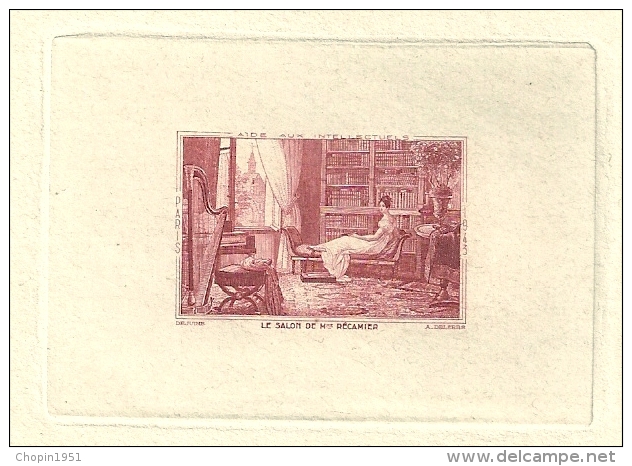 EPREUVE  DE LA VIGNETTE : LE SALON DE Mme RECAMIER EN BRUN-ROUGE - Other & Unclassified