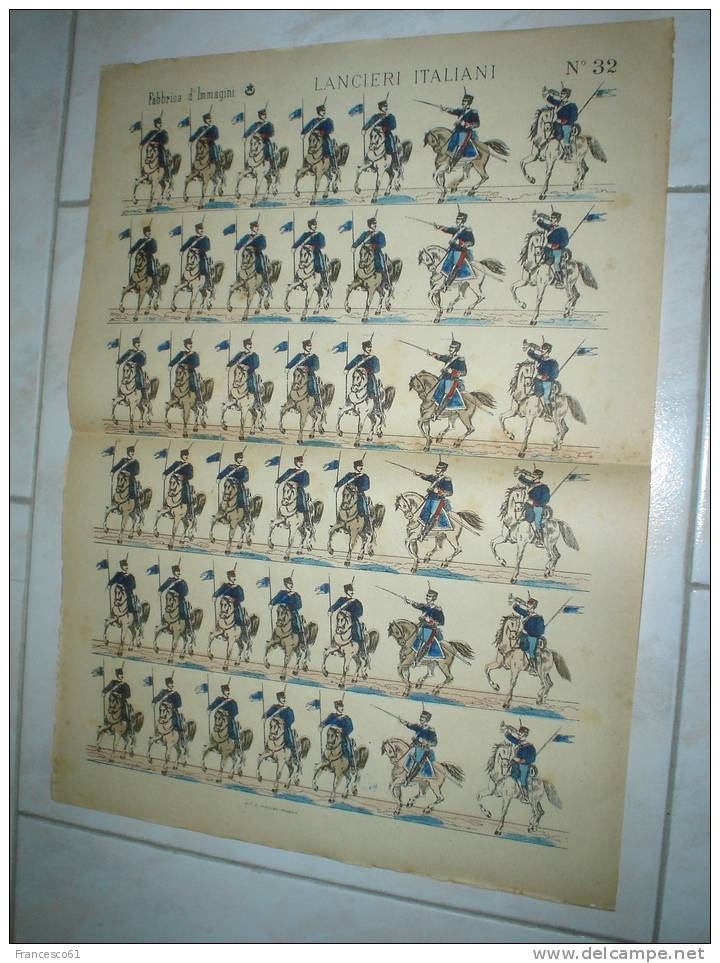 $$$ 32 LANCIERI ITALIANI Soldatini Da Ritagliare - Figurines