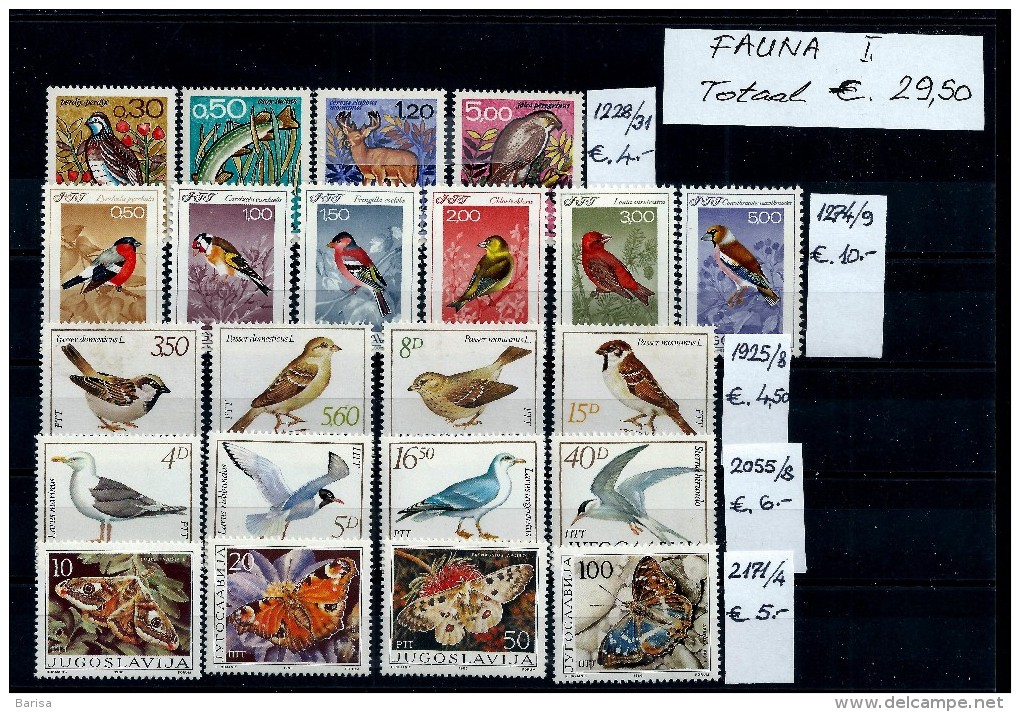 Yugoslavia: Fauna (I); Five Complete Set . MNH(**) - Collections, Lots & Series