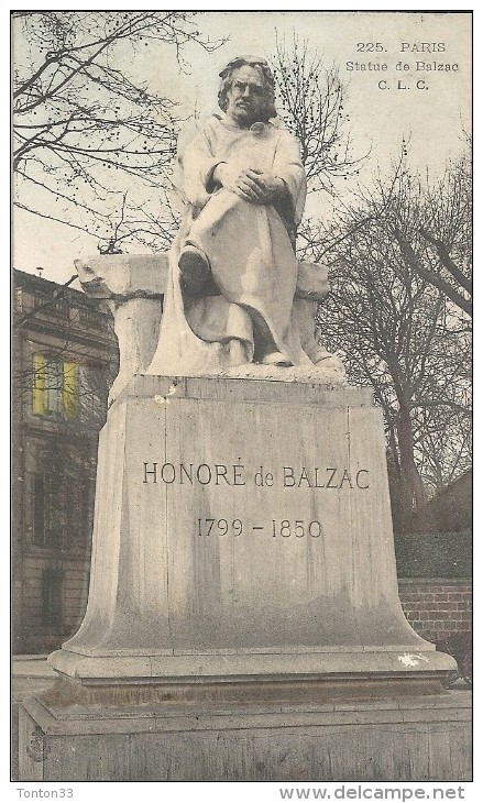 PARIS - 75 -  CPA DOS SIMPLE De La Statue De Honoré De BALZAC  - 1799-1850  - Edit C L C 225 - JL/ ENCH11  - - Statues