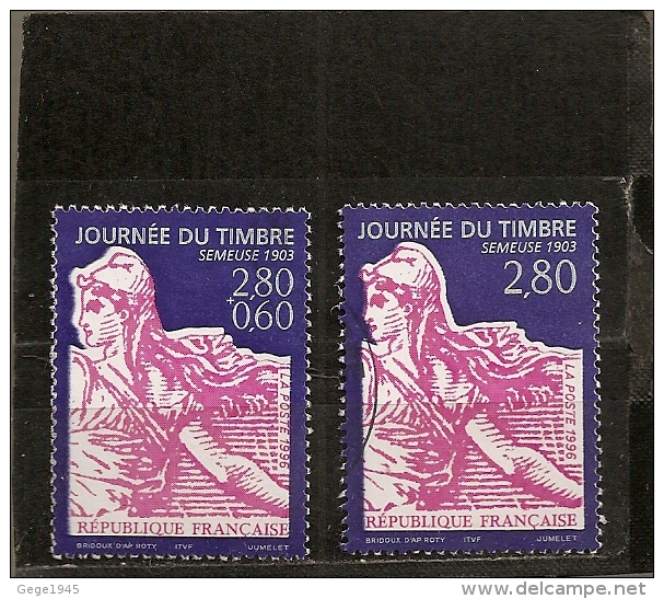 France 1996 Oblitéré N° 2990a  ( Dentelé 13,5 X 13 )  & 2991    " Journée Du Timbre - Semeuse  1903 - - Usati