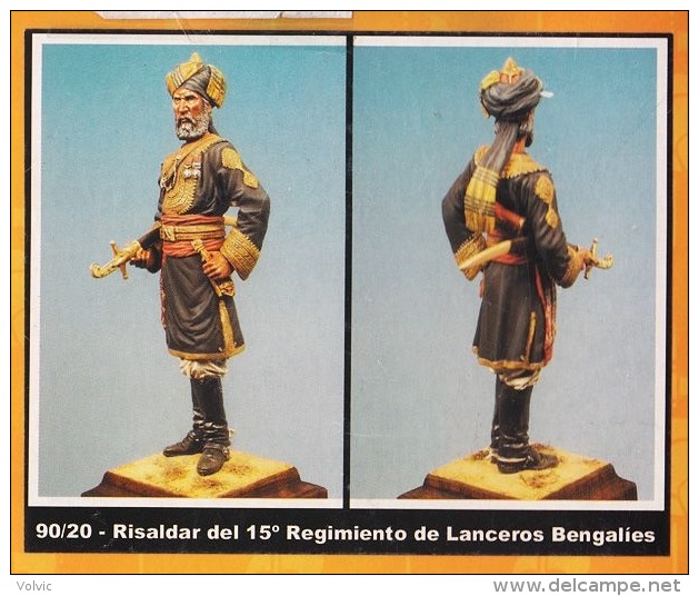 - F.M.BENEITO - Figurine " Commandant Du 15° Régiment Bengales " - 90 Mm- Réf 90/20 - Beeldjes