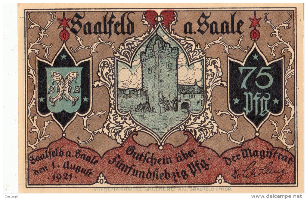 Billets -  B1568- Allemagne  -  Notgeld Der Stadt Saalfeld A. Saale   ( Type, Nature, Valeur, état... Voir 2 Scans) - Collections