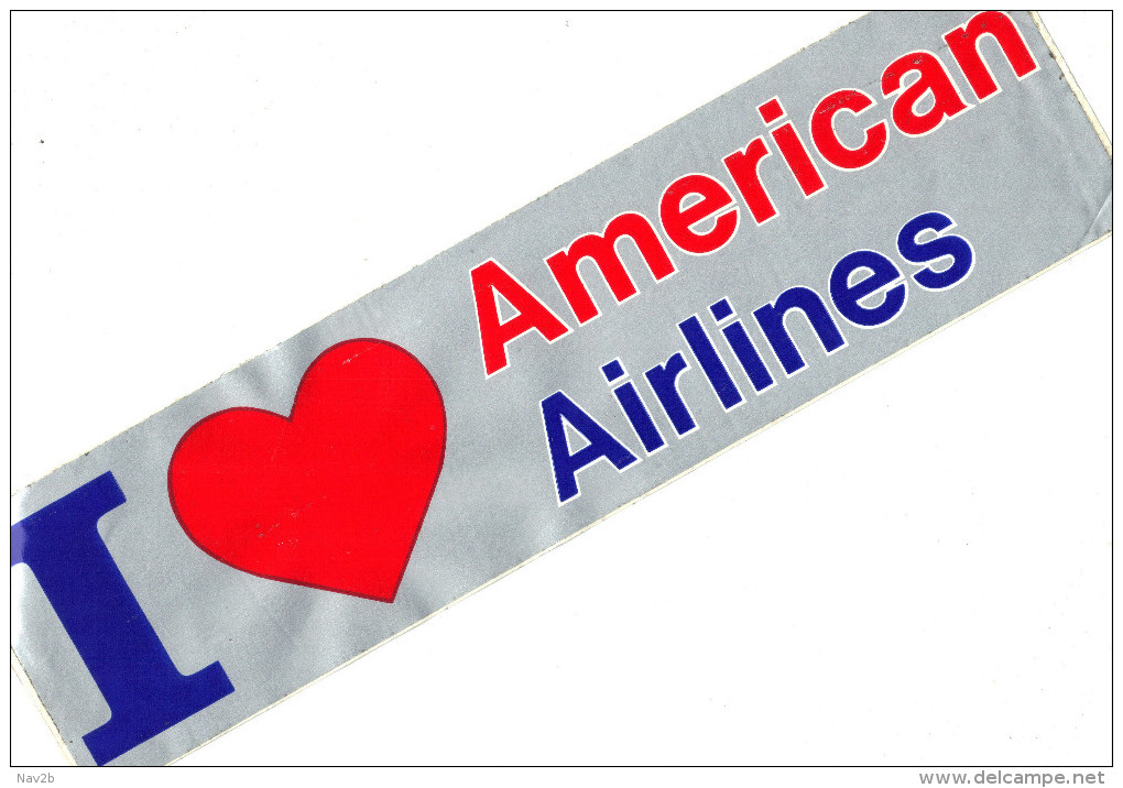 Américan Airline , Autocolant : " J Love..." ( 31,5 X 8  ) . - Aufkleber