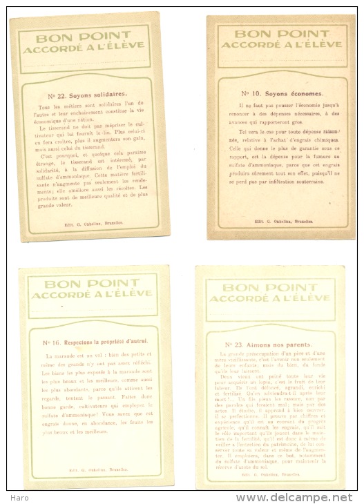 BON POINT - Education Morale Et Civique - Ecole, élève,... Lot De 4 Fiches (b158) - Autres & Non Classés