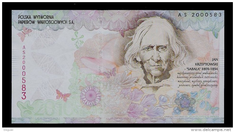 Test Note  "PWPW - SABALA"", TYPE AS, Promotional, Testnote, Beids. Druck, RRRR, UNC, Werbenote, Poland - Polen