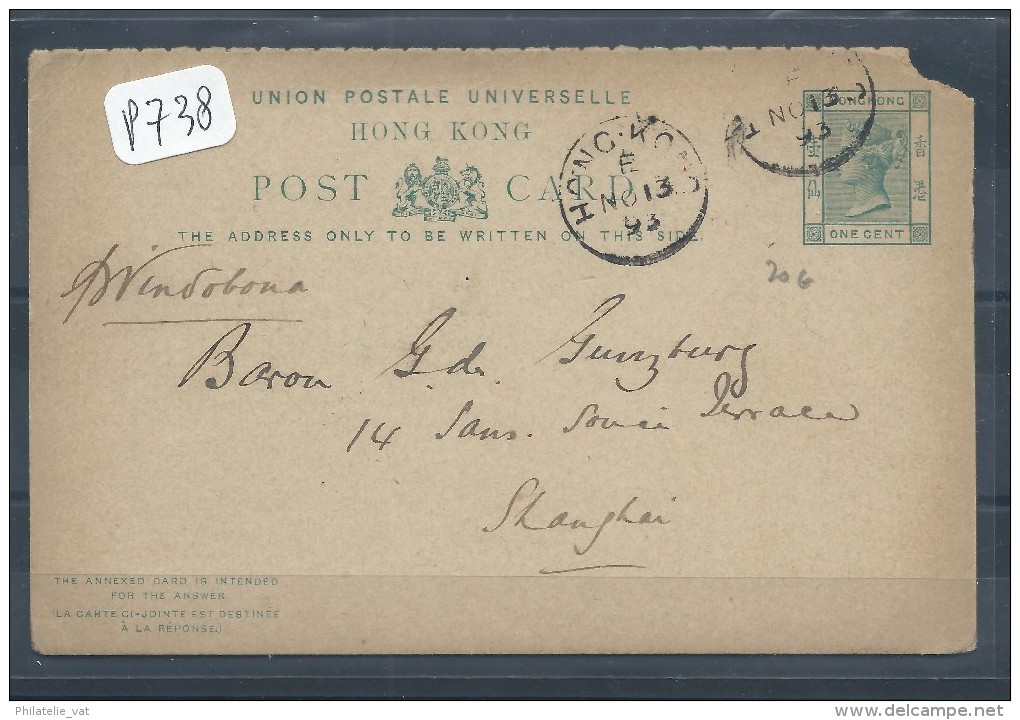 HONG KONG  CARTE LETTRE AVEC REPONSE 1893 - Ganzsachen