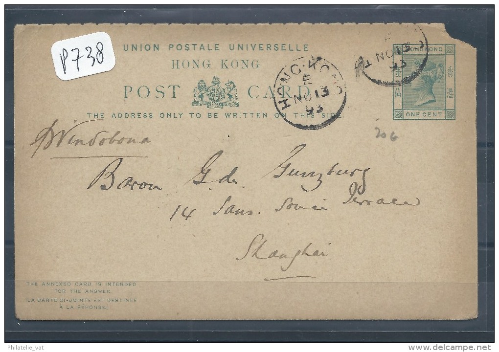 HONG KONG  CARTE LETTRE AVEC REPONSE 1893 - Entiers Postaux