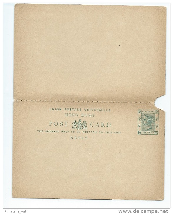 HONG KONG  CARTE LETTRE AVEC REPONSE 1893 - Postwaardestukken