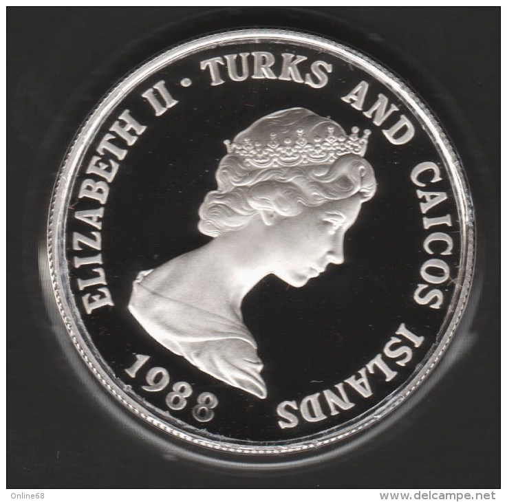 TURKS AND CAICOS 1 CROWN 1988 •  IGUANE  WWF 25th ANNIVERSARY •  ARGENT SILVER  PROOF - Turks E Caicos (Isole)