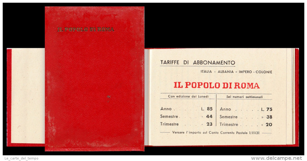 Il Popolo Di Roma, Quotidiano. Rubrica Indirizzi E Telefoni Con Calendario Per L´anno 1941. - Formato Grande : 1941-60