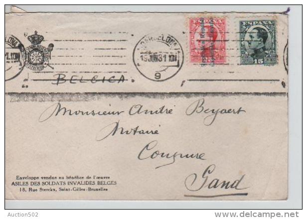 TP Alphonse XIII Surchargé Republica Espagnola(1) C.méc.Barcelona V.Gand Belgium PR1420 - Lettres & Documents