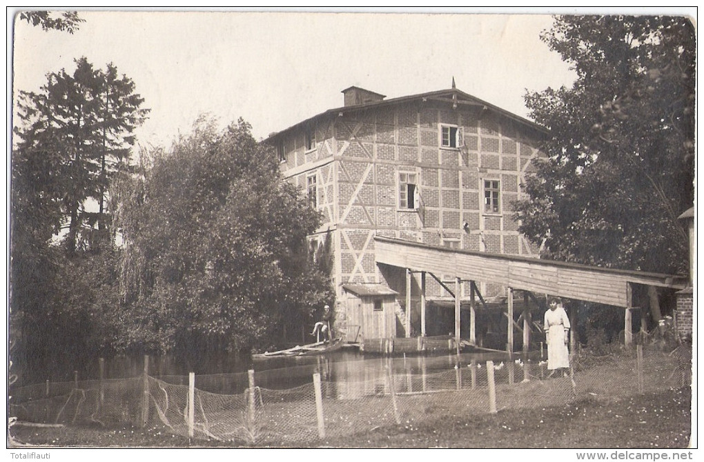 Niedermühle Bei LÜBZ Belebt Dorfteich Idyll Mit Müllerbursch Und Gänsemagd 13.10.1920 Gelaufen - Parchim