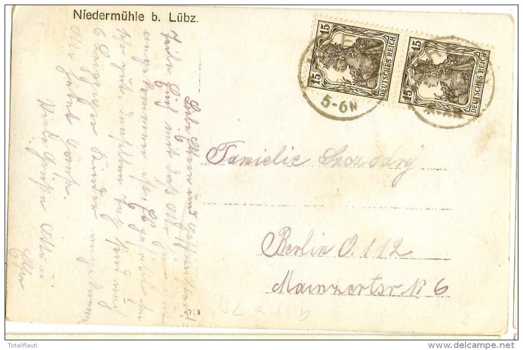 Niedermühle Bei LÜBZ Belebt Dorfteich Idyll Mit Müllerbursch Und Gänsemagd 13.10.1920 Gelaufen - Parchim