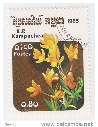 REPUBBLICA KAMPUCHEA 1985 FIORI USATO - Kampuchea