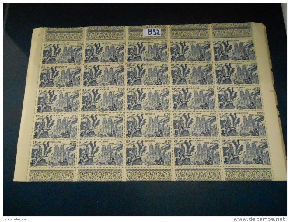 INDOCHINE : Feuille Complète Neuve, Panneau De 25 Du N° 44  RARE Côte 38 € (Lot 832 ) - Unused Stamps